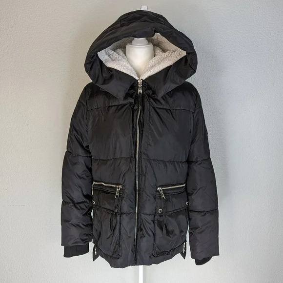 Madden NYC Ski Jacket/Puffer Jacket with Pockets, side zipper, Black Size S/P - Picture 1 of 10